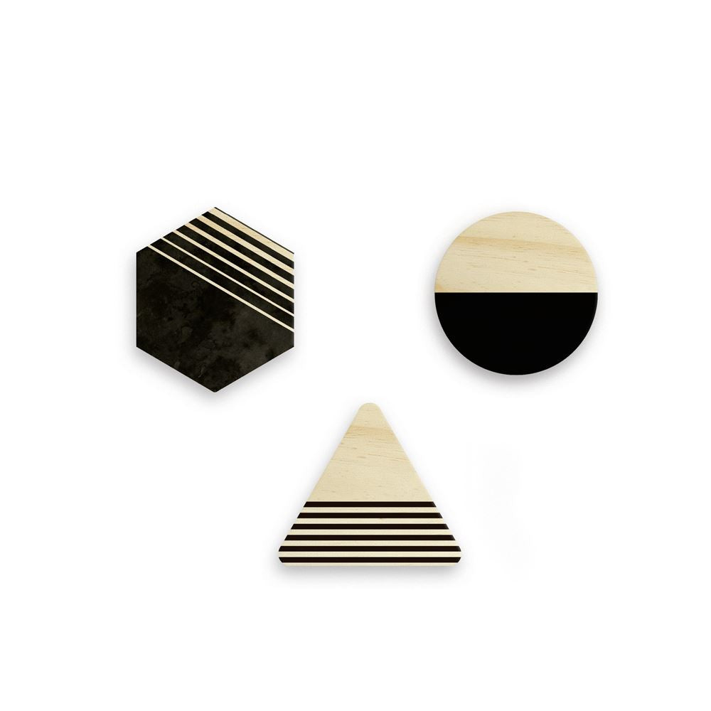 Conjunto com 3 Ganchos de Parede - Minimal Black