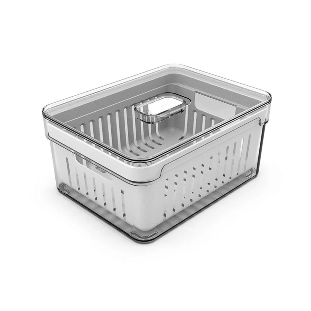 Kit 2 Organizadores de Geladeira Acrilico com Cesto 2,2L Clear Fresh