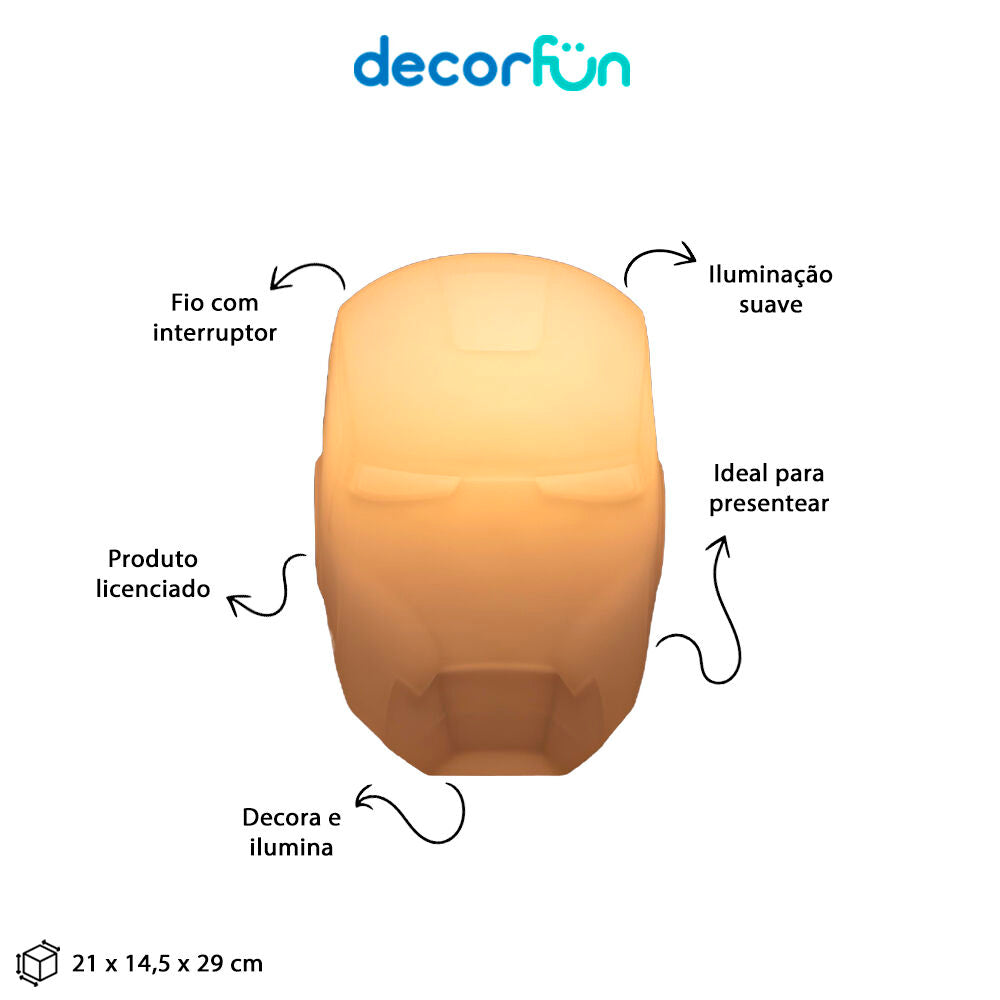 Luminária de Mesa Capacete Homem de Ferro Marvel Iron Man