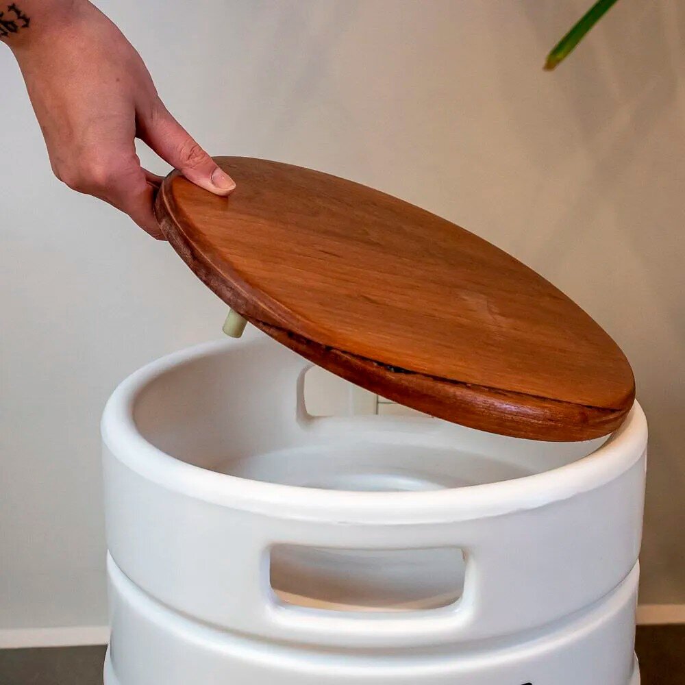 Luminária Banco Barril de Café Tampo de Madeira Decoração Criativa