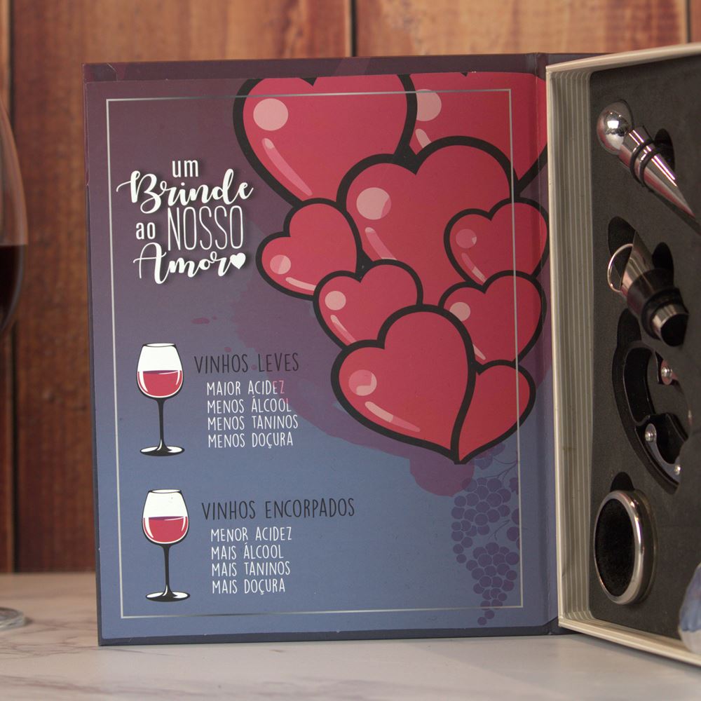 Kit com 5 Peças para Vinho Premium Wine - Um Brinde