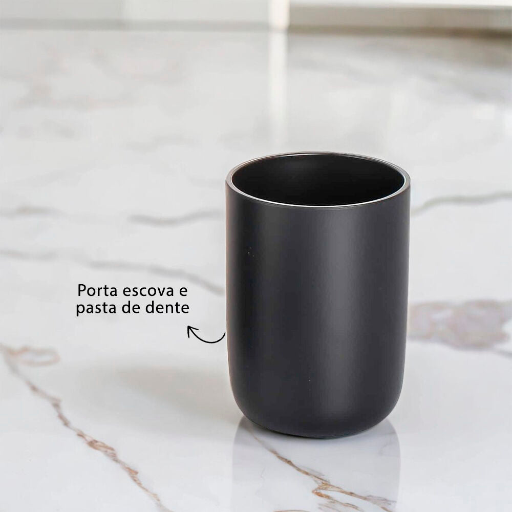 Kit Banheiro Dispenser Sabonete Porta Escovas Bandeja Escova Sanitária